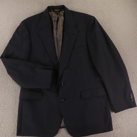 VTG Hopsack Jacket L Gray Prince of Wales Check 100% Wool Blazer Sport Coat 44R